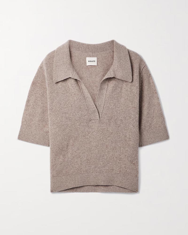 Net-A-Porter Khaite Shrunken Jo Cashmere Blend Polo Sweater $1170