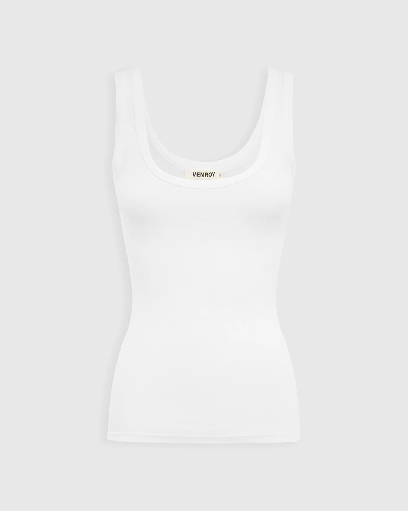 Venroy Scoop Neck Straight Hem Rib Tank $100