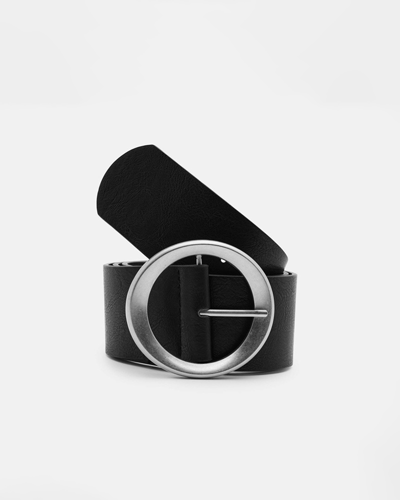 The Iconic Pull&Bear Faux Leather Belt With Round Buckle $23.99